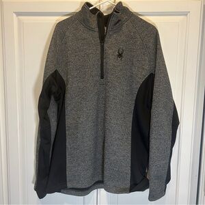 Spyder‎ Men's Gray Black 1/4 Zip Pullover Sweater Jacket XL/XG Fleece Lined